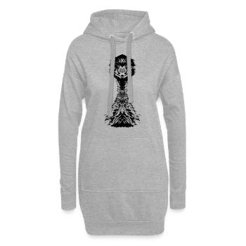 Emu Portait - Hoodie-Kleid - Grau meliert - Vorne