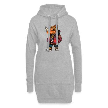 Dinosaure tricératops Mode Hiver - Sweat-shirt à capuche long Femme - gris chiné - Devant
