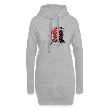 Ronin Samurai Krieger - Sweat-shirt à capuche long Femme - gris chiné - Devant