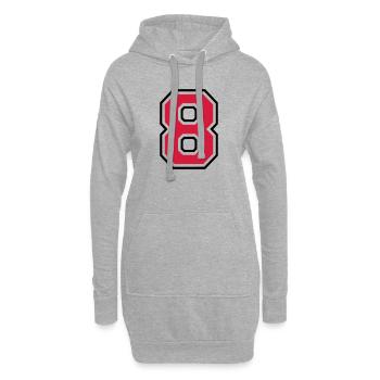 Zahl Acht - 8 - Hoodie-Kleid - Grau meliert - Vorne