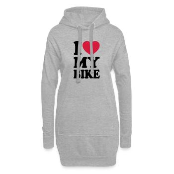 I love my bike - Ich liebe mein Motorrad - Hoodie-Kleid - Grau meliert - Vorne