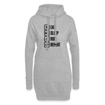 Eat sleep run repeat - Hoodie-Kleid - Grau meliert - Vorne