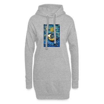 Navire dans l’océan étoilé - Sweat-shirt à capuche long Femme - gris chiné - Devant