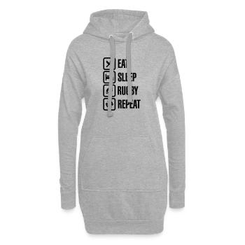 Eat Sleep Rugby Repeat - Hoodie-Kleid - Grau meliert - Vorne