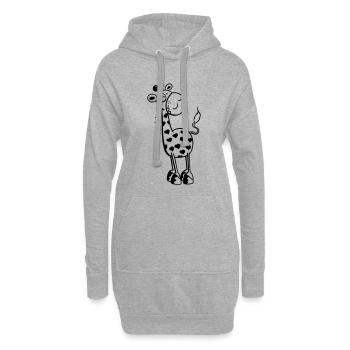 Cute Giraffe with hearts - Hoodie Dress - heather grey - Front