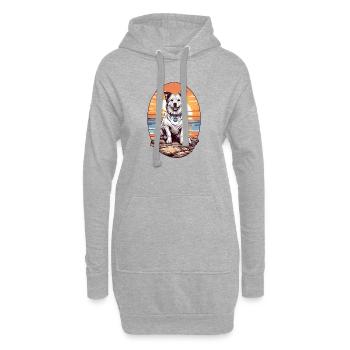 Chien sur la plage - Sweat-shirt à capuche long Femme - gris chiné - Devant