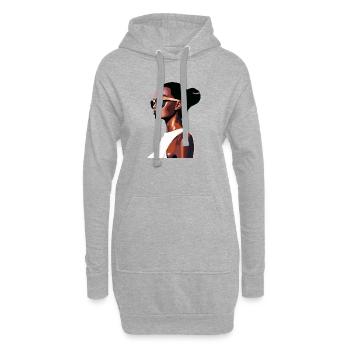Stilvolles modernes Porträt mit Sonnenbrille - Hoodie-Kleid - Grau meliert - Vorne