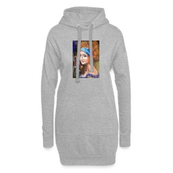 Farbige Retro-Porträtkunst mit Farbspritzereffekt - Hoodie-Kleid - Grau meliert - Vorne