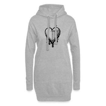 Geschmolzenes Graffiti Herz mit Tropfen - Hoodie-Kleid - Grau meliert - Vorne