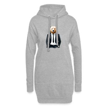Gentlebär – Eleganter Bär im Anzug (FaunaFeels) - Hoodie-Kleid - Grau meliert - Vorne