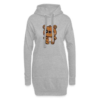 Ours de dessin animé avec une expression amicale - Sweat-shirt à capuche long Femme - gris chiné - Devant