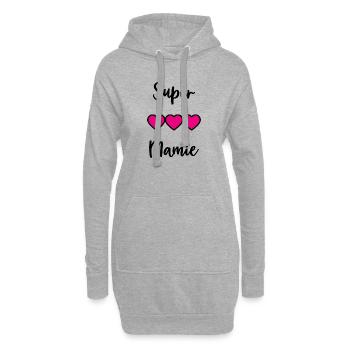 SUPER MAMIE - Sweat-shirt à capuche long Femme - gris chiné - Devant