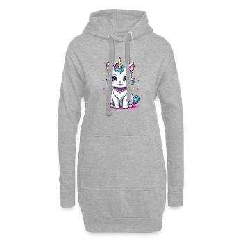 Süße Katzeneinhorn - Hoodie-Kleid - Grau meliert - Vorne