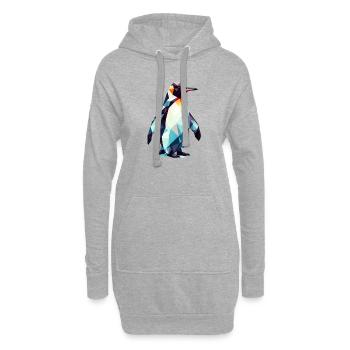 Pingouin polygonal - Sweat-shirt à capuche long Femme - gris chiné - Devant