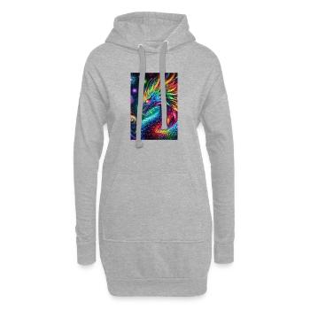 Lebendiger Neon-Drache - Faszinierende Fantasy-Kunst - Hoodie-Kleid - Grau meliert - Vorne