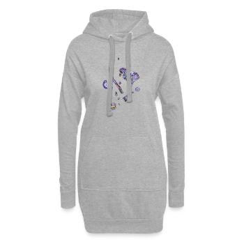 Des spots colorés - Sweat-shirt à capuche long Femme - gris chiné - Devant