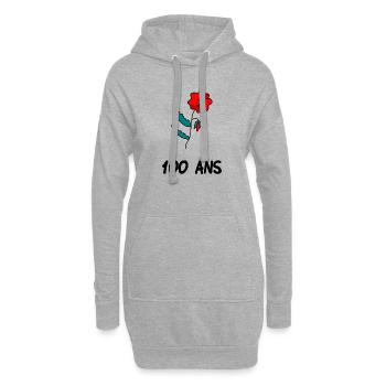 100. 100 ANS. 100e ANNIVERSAIRE. ANNIVERSAIRE 100 - Sweat-shirt à capuche long Femme - gris chiné - Devant