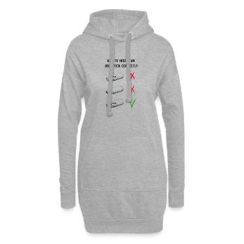 Comment insérer correctement une clé USB - Sweat-shirt à capuche long Femme - gris chiné - Devant