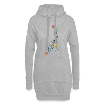 Cancer – Conception florale du zodiaque avec des étoiles - Sweat-shirt à capuche long Femme - gris chiné - Devant