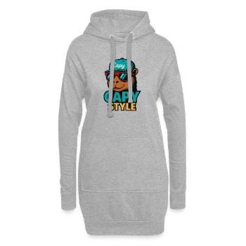 Graphique de casquette style capy - Sweat-shirt à capuche long Femme - gris chiné - Devant