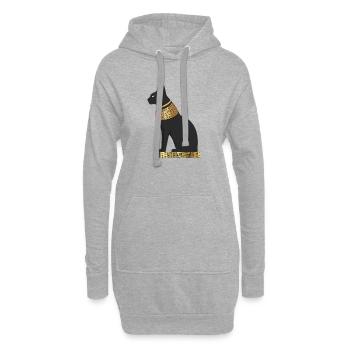Ägyptische Katzengöttin mit Goldhalsband - Hoodie-Kleid - Grau meliert - Vorne