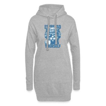 « Espresso Yourself » Chat frais avec café - Sweat-shirt à capuche long Femme - gris chiné - Devant