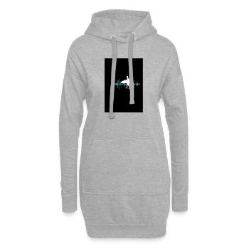 Silhouette de surfeur avec disposition des ondes sonores - Sweat-shirt à capuche long Femme - gris chiné - Devant