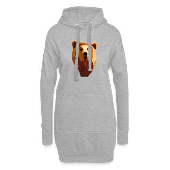 Ours géométrique low poly - Sweat-shirt à capuche long Femme - gris chiné - Devant