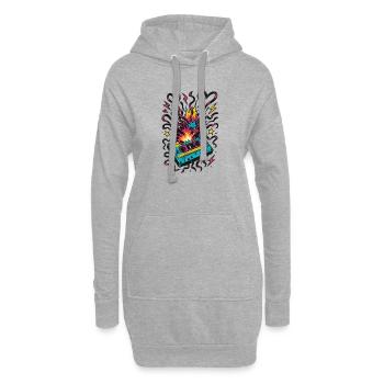 Kassetten-Explosion – 80er Jahre Tape-Chaos - Hoodie-Kleid - Grau meliert - Vorne