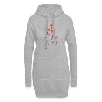 Illustration de coquelicots abstraits - Sweat-shirt à capuche long Femme - gris chiné - Devant