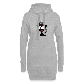 Verrückte Katze. Seltsame Katze – Lustige Haare - Hoodie-Kleid - Grau meliert - Vorne