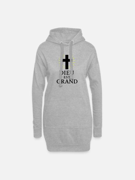 DIEU EST GRAND - Sweat-shirt à capuche long Femme - gris chiné