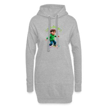 Kleiner Junge und Musiknoten - Hoodie-Kleid - Grau meliert - Vorne