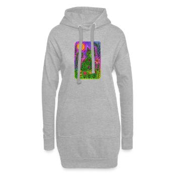 Lebendige Blumenkatzenfantasie - Hoodie-Kleid - Grau meliert - Vorne