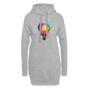 Farbenfrohe Glühbirne als Symbol für Kreativität - Hoodie-Kleid - Grau meliert - Vorne