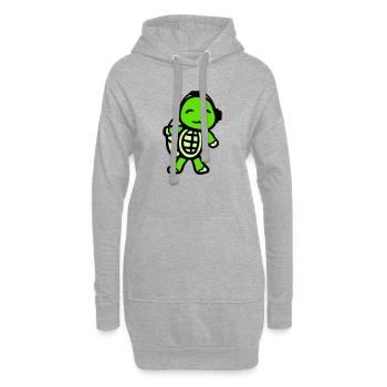 Schildkröte Kopfhörer Musik hören Club Party Spaß - Hoodie-Kleid - Grau meliert - Vorne