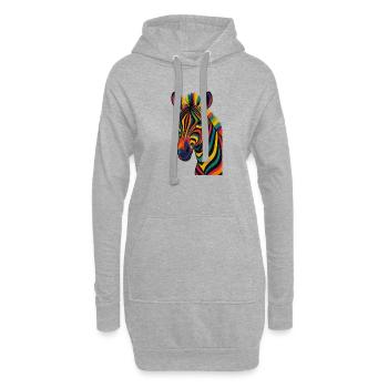 Bunt gestreiftes Zebra-Kunstwerk - Hoodie-Kleid - Grau meliert - Vorne