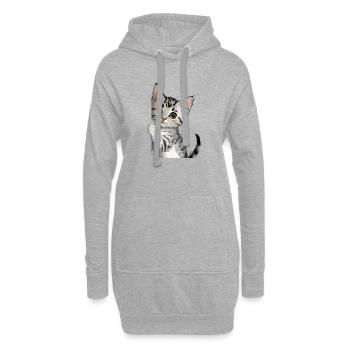  Niedliches Kätzchen Das Um Die Ecke Schaut - Hoodie-Kleid - Grau meliert - Vorne