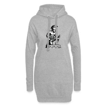 Guerrier spartiate Veni Vidi Vici - Sweat-shirt à capuche long Femme - gris chiné - Devant