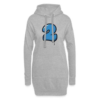 Graffiti Blau Zahl 2 Tropfen - Hoodie-Kleid - Grau meliert - Vorne