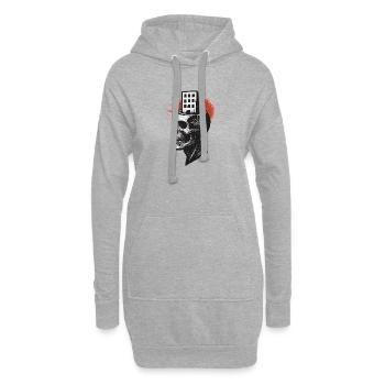 Gedanken aus Beton - Hoodie-Kleid - Grau meliert - Vorne