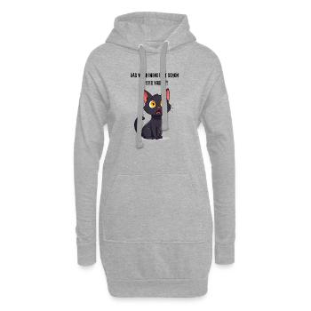 Schwarze Katze Lustiger Spruch Wochenende vorbei - Hoodie-Kleid - Grau meliert - Vorne