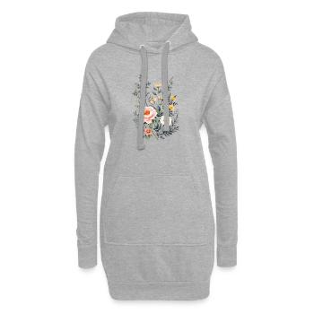 Boho Blumen – Blühende Harmonie - Hoodie-Kleid - Grau meliert - Vorne