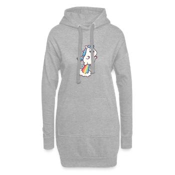 Licorne magique – Humour mignon et arc-en-ciel - Sweat-shirt à capuche long Femme - gris chiné - Devant
