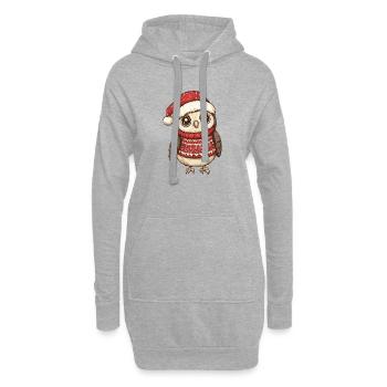 Eule Weihnachten - Hoodie-Kleid - Grau meliert - Vorne