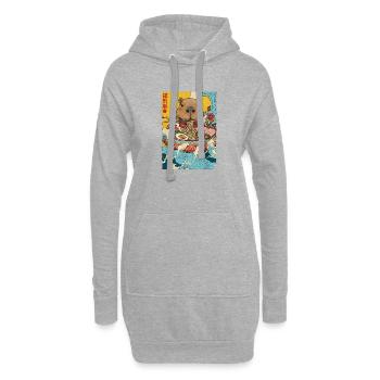 Capybara isst Ramen Nudeln - Hoodie-Kleid - Grau meliert - Vorne