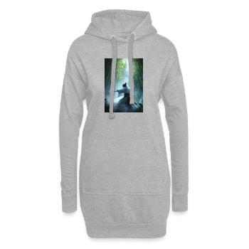 Samurai im Wald - Hoodie-Kleid - Grau meliert - Vorne