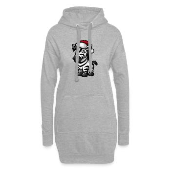 Zebra Weihnachten - Hoodie-Kleid - Grau meliert - Vorne