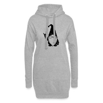 Cooler Wichtel mit Victory Zeichen - Hoodie-Kleid - Grau meliert - Vorne