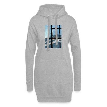 Fensterblick Skilift Blau - Hoodie-Kleid - Grau meliert - Vorne